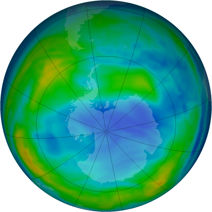 Antarctic ozone map for 26 June 2013